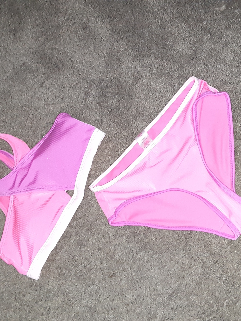 Justice Pink and Purple Colorblock Girls Bikini